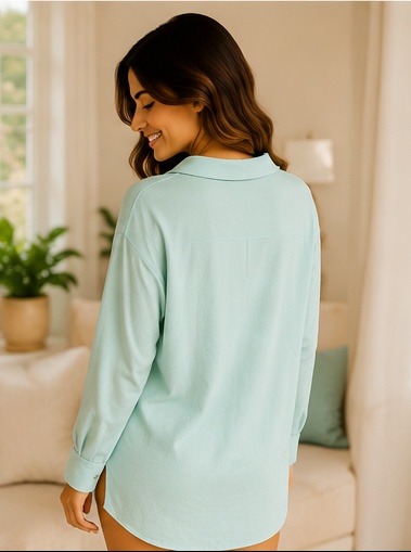 Women’s Mint Green Long Sleeve Sleep T-Shirt Nightwear